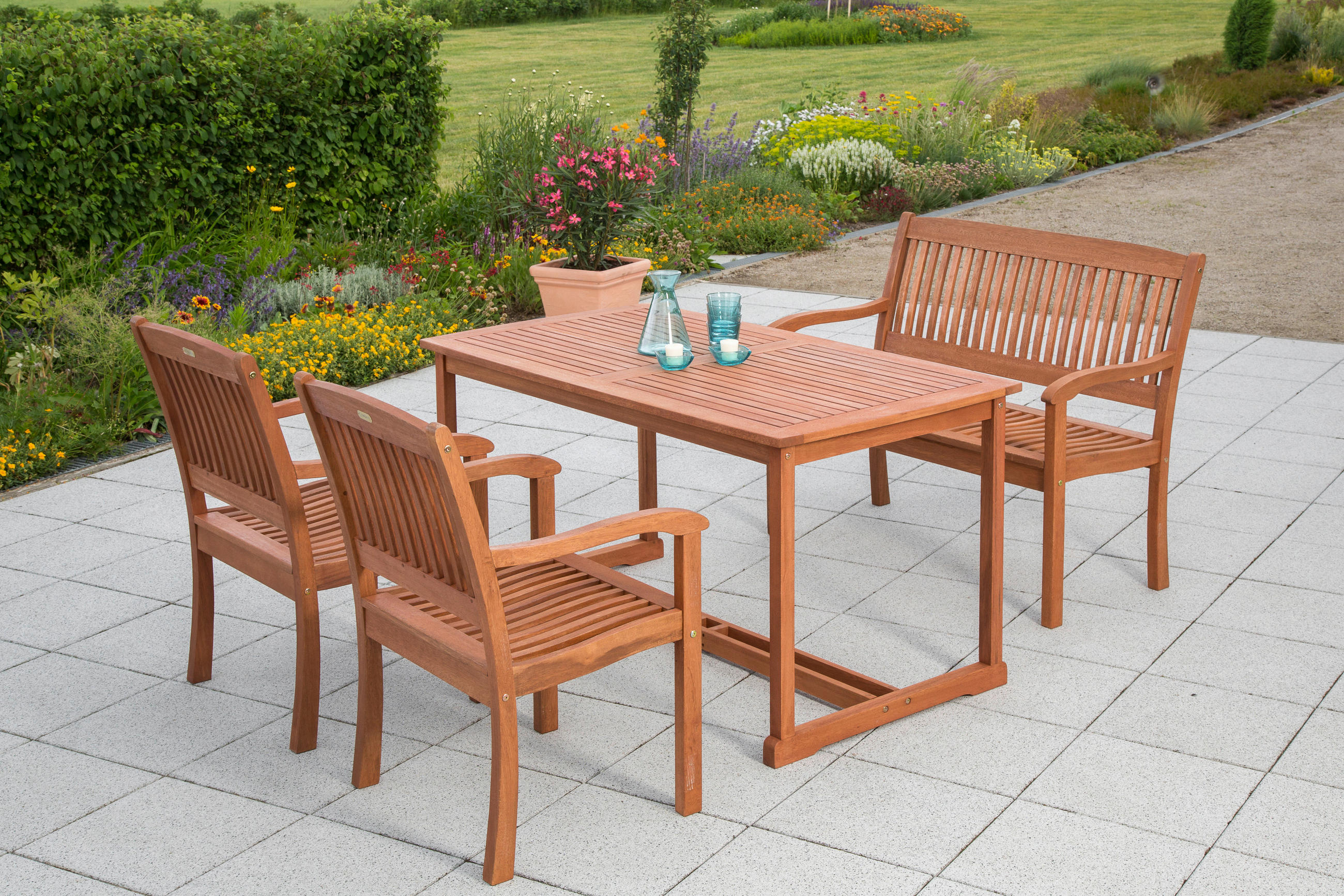 GARTENSESSEL Eukalyptusholz Naturfarben  - Naturfarben, KONVENTIONELL, Holz (57,5/107/118cm) - Gardenson
