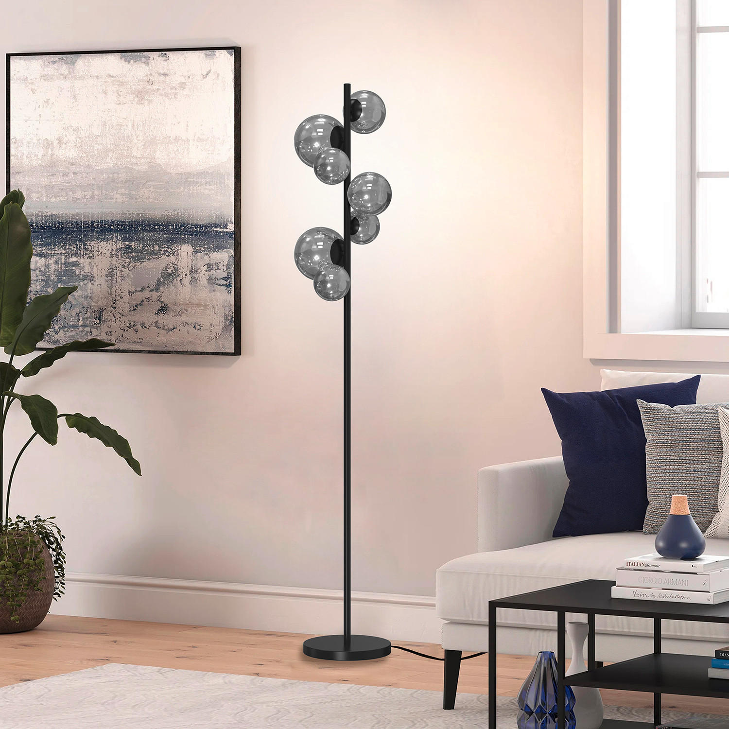 STEHLEUCHTE 30/30/155 cm    - Schwarz, Design, Glas/Kunststoff (30/30/155cm)