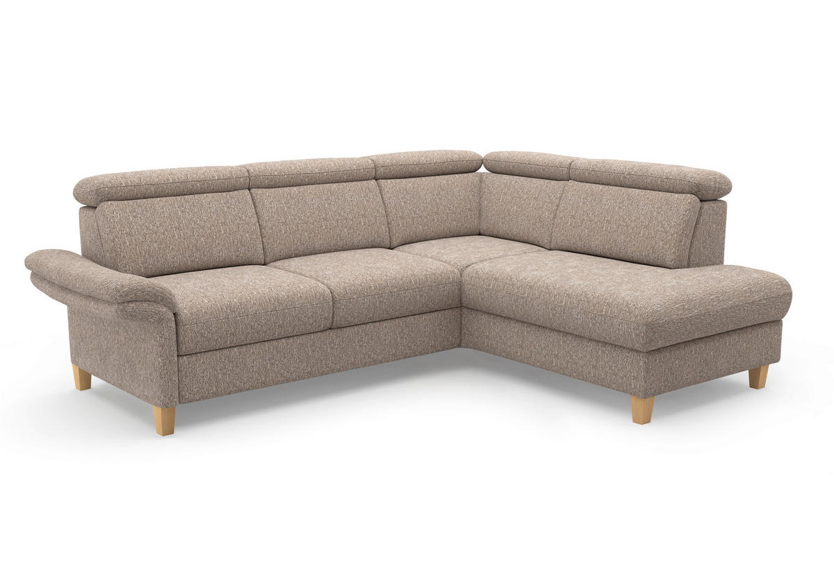 ECKSOFA GLENDALE E Cappuccino Chenille  - Eichefarben/Cappuccino, KONVENTIONELL, Holz/Textil (247/193cm) - Sit & More