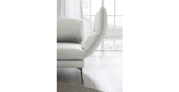 RÉCAMIERE in Echtleder Hellgrau - Chromfarben/Hellgrau, Design, Leder/Metall (209/85-109/95-16cm) - Dieter Knoll