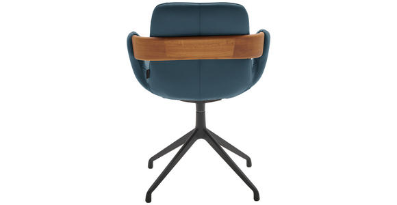 ARMLEHNSTUHL  Lederauswahl, Stoffauswahl, Typenauswahl, Sitzfläche 360° drehbar  Echtleder  - Blau/Eichefarben, Natur, Leder/Holz (60/86/60cm) - Valnatura