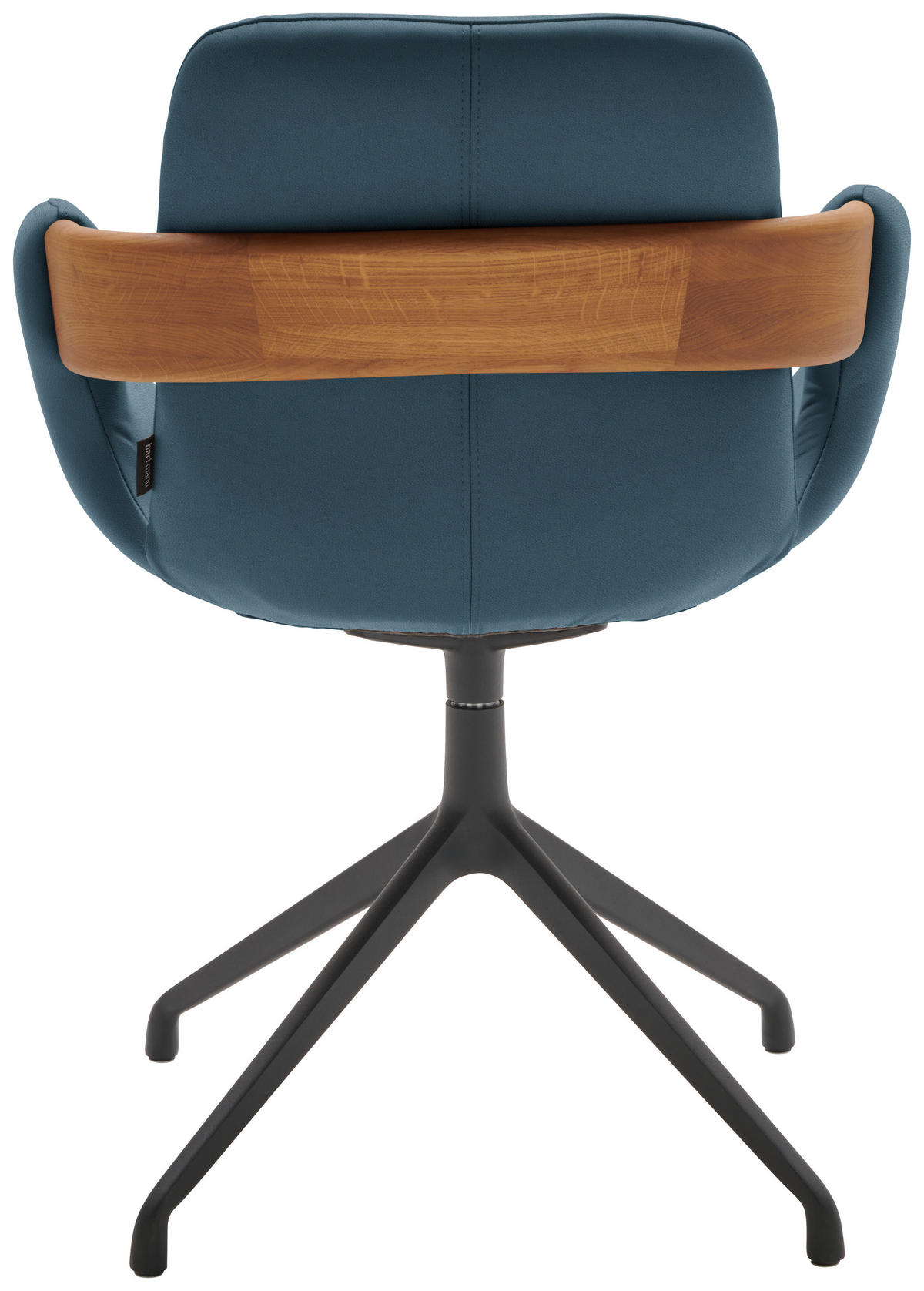 ARMLEHNSTUHL  Lederauswahl, Stoffauswahl, Typenauswahl, Sitzfläche 360° drehbar  Echtleder  - Blau/Eichefarben, Natur, Leder/Holz (60/86/60cm) - Valnatura