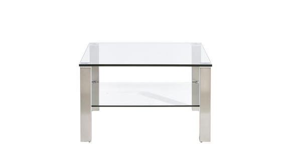 COUCHTISCH in Metall, Glas 75/75/43 cm  - Klar/Silberfarben, Design, Glas/Metall (75/75/43cm) - Novel