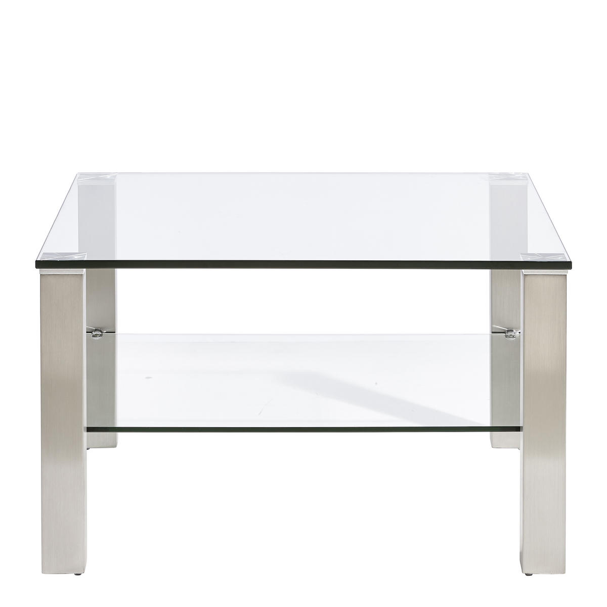 DOHÁNYZÓASZTAL fém, Üveg 75/75/43 cm   - ezüst/átlátszó, Design, Üveg/fém (75/75/43cm) - Novel