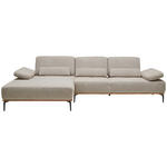 ECKSOFA  in Flachgewebe Hellbraun  176/314 cm  - Hellbraun/Schwarz, Natur, Holz/Textil (176/314cm) - Valnatura