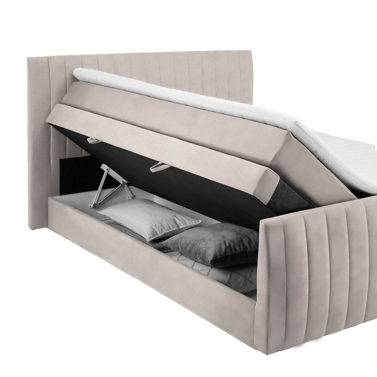 BOXSPRINGBETT 180/200 cm  in Beige  - Beige/Schwarz, KONVENTIONELL, Kunststoff/Textil (180/200cm) - Carryhome