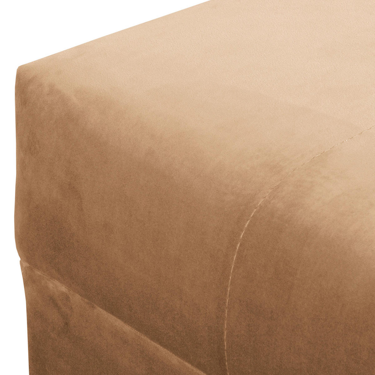 ECKSOFA inkl. Hocker Ariella in Samt Hellbraun  161/231 cm  - Hellbraun/Naturfarben, Design, Holz/Textil (161/231cm) - Livetastic