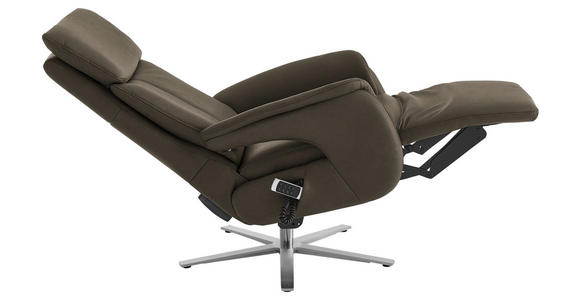RELAXSESSEL in Leder Graubraun - Edelstahlfarben/Graubraun, Design, Leder/Metall (70/124/85cm) - Cantus