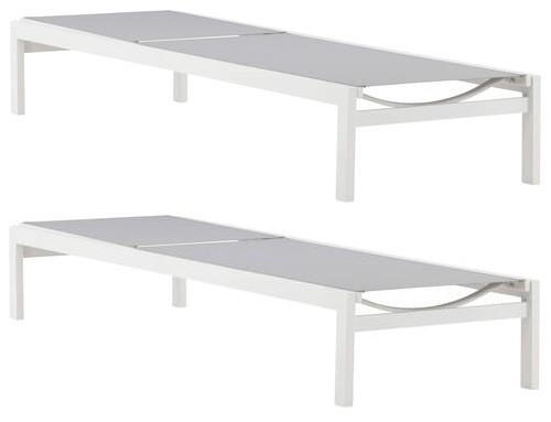 SONNENLIEGE 60/30/195 cm  - Weiß/Grau, KONVENTIONELL, Metall (60/30/195cm) - Gardenson