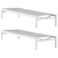 SONNENLIEGE 60/30/195 cm  - Weiß/Grau, KONVENTIONELL, Metall (60/30/195cm) - Gardenson