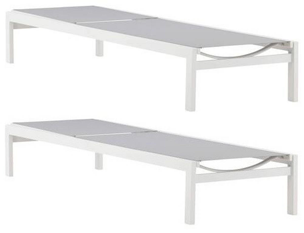 SONNENLIEGE 60/30/195 cm  - Weiß/Grau, KONVENTIONELL, Metall (60/30/195cm) - Gardenson