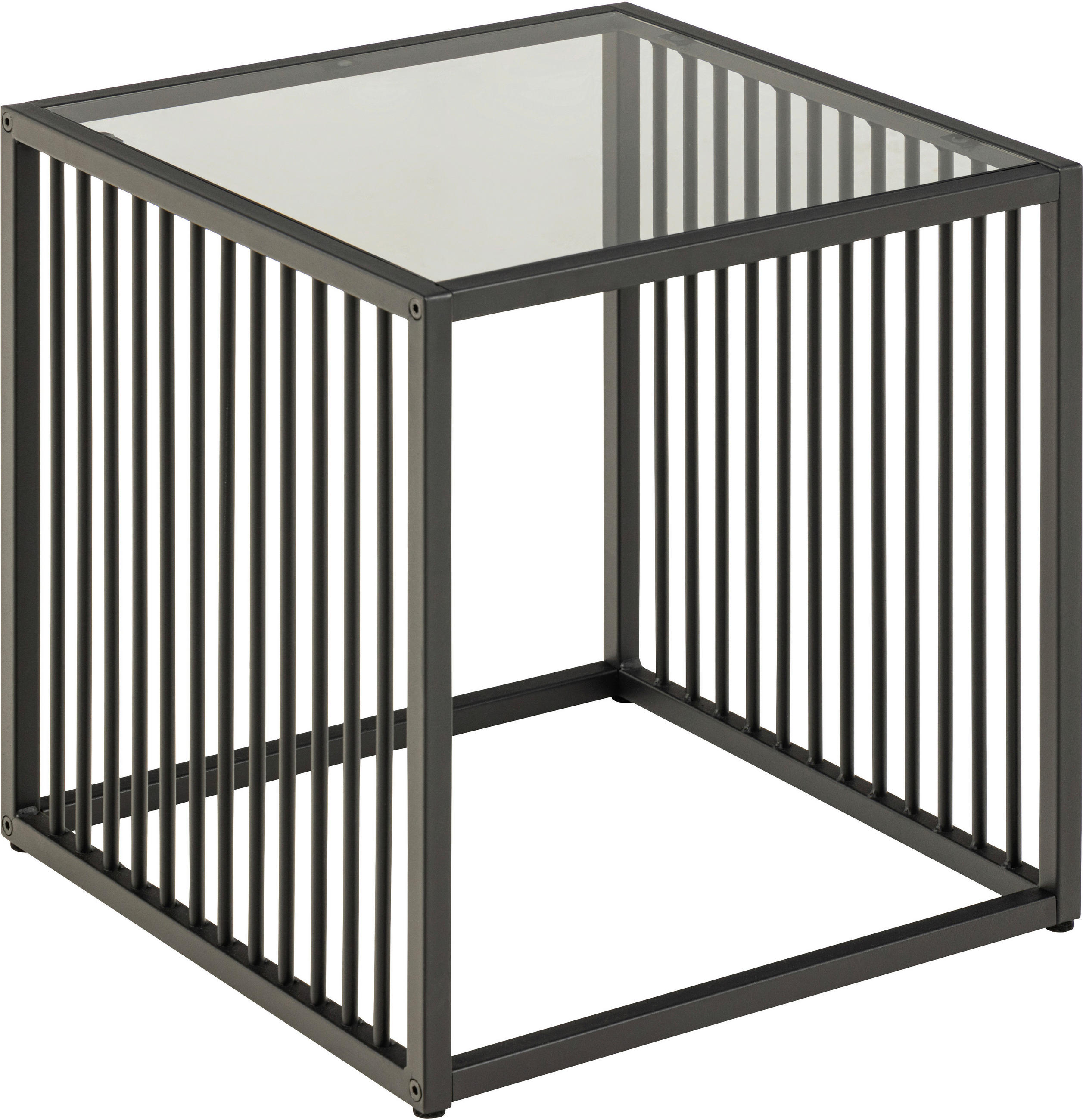BEISTELLTISCH Schwarz quadratisch  - Schwarz, Design, Glas/Metall (40/40/40cm) - MID.YOU