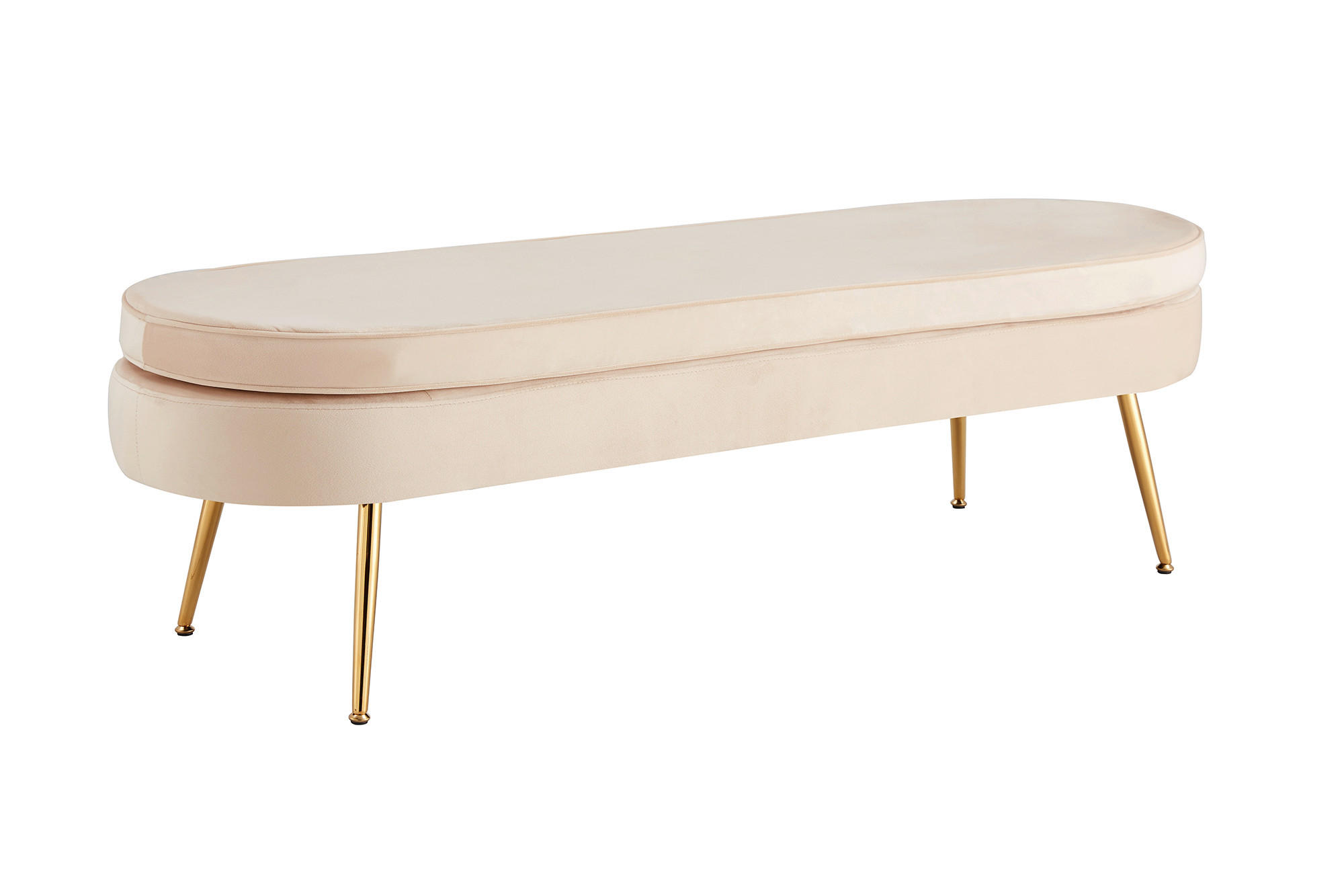 HOCKER in Textil Beige - Beige/Goldfarben, MODERN, Textil/Metall (142/41/45cm) - Livetastic