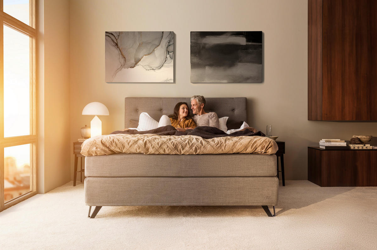 BOXSPRINGBETT 180/200 cm  in Grau  - Schwarz/Grau, KONVENTIONELL, Textil/Metall (180/200cm) - Jensen