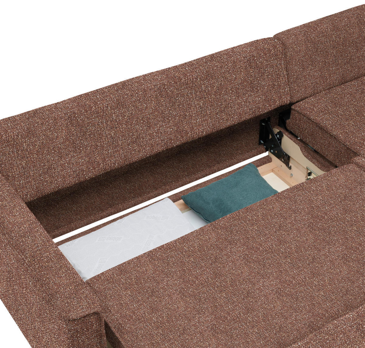 ECKSOFA  in Mikrovelours Terracotta  237/170 cm  - Eichefarben/Terracotta, KONVENTIONELL, Holz/Textil (237/170cm) - Sedda