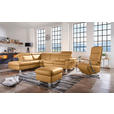 ECKSOFA in Echtleder Cognac  - Cognac/Alufarben, Design, Leder/Metall (242/271cm) - Cantus