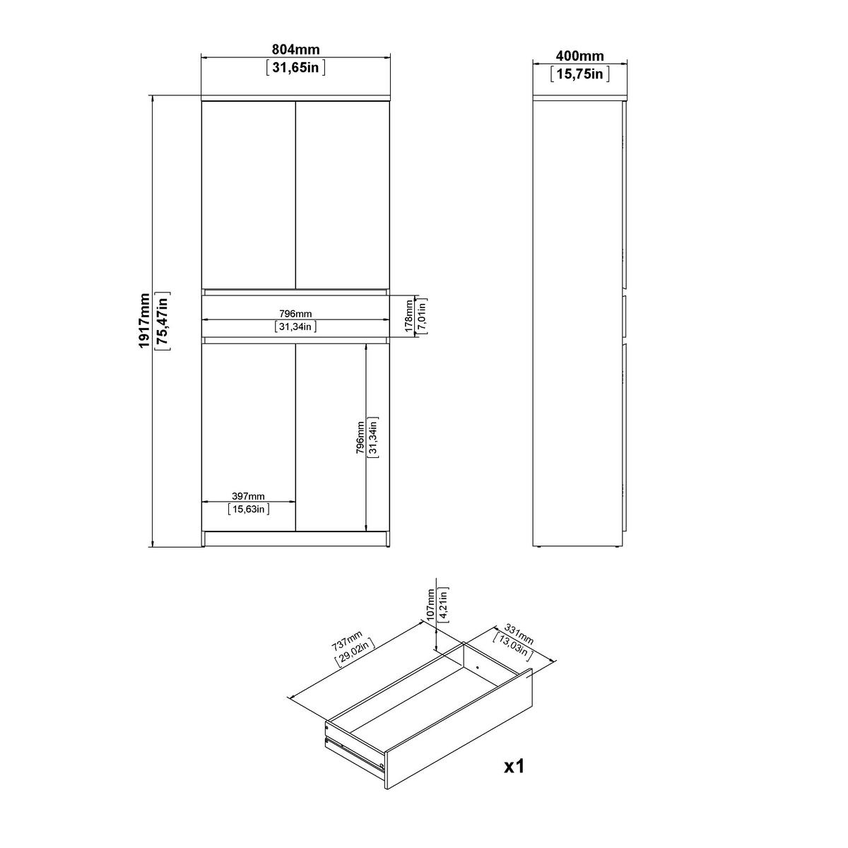 SCHUHSCHRANK Weiß, Eichefarben  - Eichefarben/Weiß, Design, Holzwerkstoff (80,4/191,7/40cm) - Livetastic