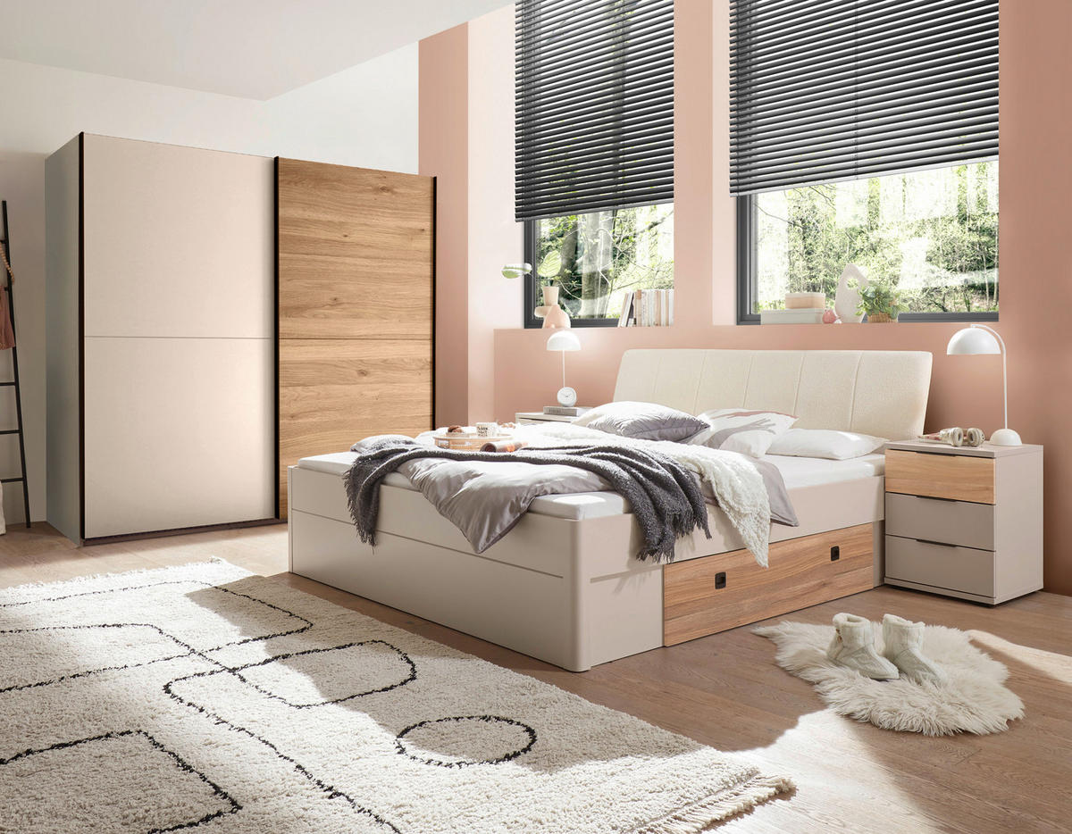 SCHWEBETÜRENSCHRANK 215/210/60 cm 2-türig Eichefarben, Kaschmir  - Kaschmir/Eichefarben, Trend, Holzwerkstoff/Metall (215/210/60cm) - Boxxx