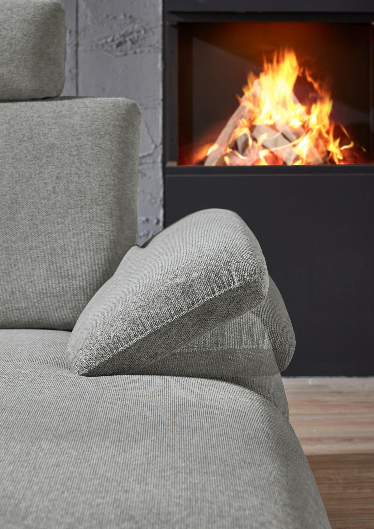 WOHNLANDSCHAFT in Webstoff Grau  - Schwarz/Grau, Design, Textil/Metall (208/344/180cm) - Dieter Knoll