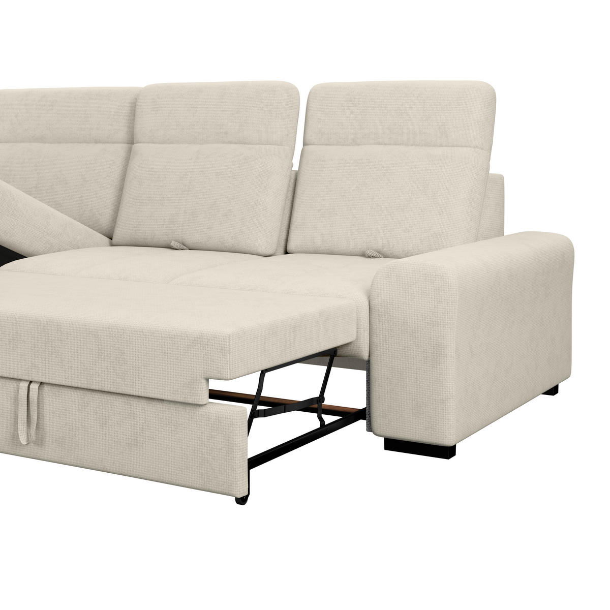 ECKSOFA Chenille Hellgrau  - Hellgrau/Schwarz, Konventionell, Holz/Textil (203/286cm) - MID.YOU