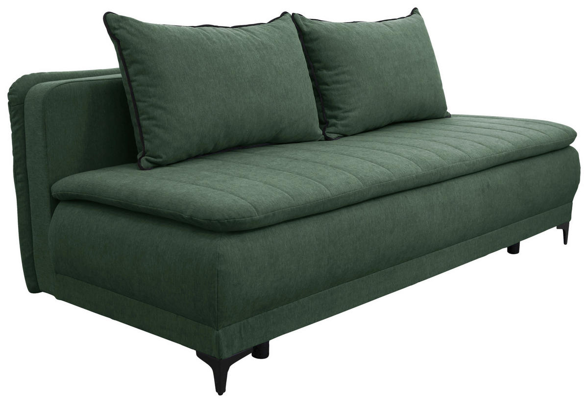 SCHLAFSOFA MOLISS  mit Liegefunktion Flachgewebe Grün  - Schwarz/Grün, Basics, Textil/Metall (202/98/78cm) - Livetastic