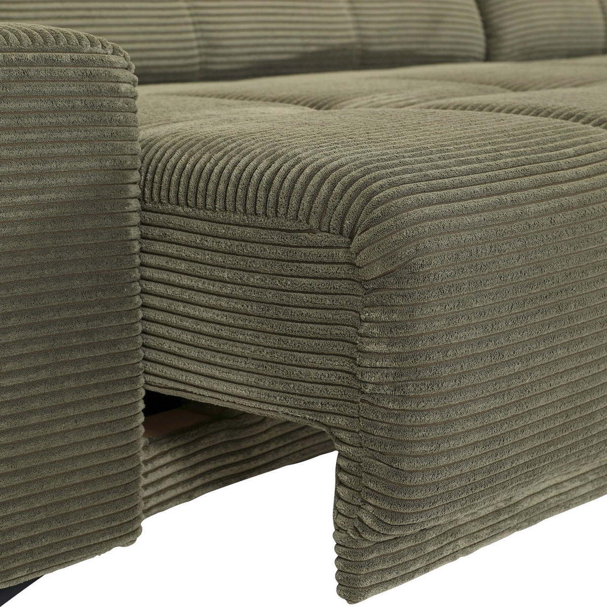 ECKSOFA in Cord Dunkelgrün  - Dunkelgrün/Schwarz, Konventionell, Textil/Metall (295/165cm) - Carryhome