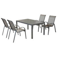GARTENSET 5-teilig  - Silberfarben/Braun, MODERN, Textil/Metall - Gardenson