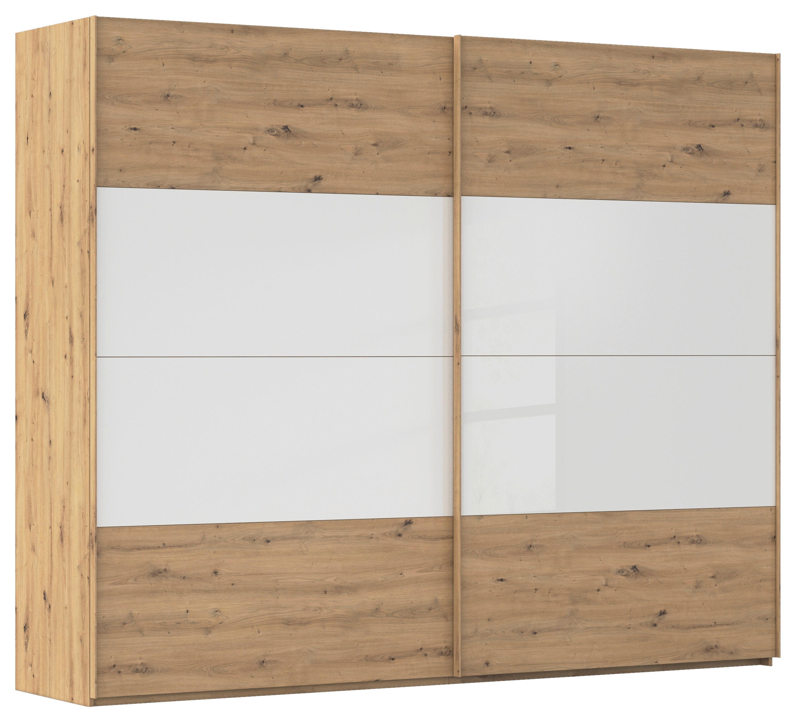 SCHWEBETÜRENSCHRANK 271/223/68 cm 2-türig Weiß, Eiche Artisan  - Eichefarben/Weiß, Design, Glas/Holzwerkstoff (271/223/68cm) - Xora