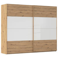 SCHWEBETÜRENSCHRANK 271/223/68 cm 2-türig Weiß, Eiche Artisan  - Eichefarben/Weiß, Design, Glas/Holzwerkstoff (271/223/68cm) - Xora