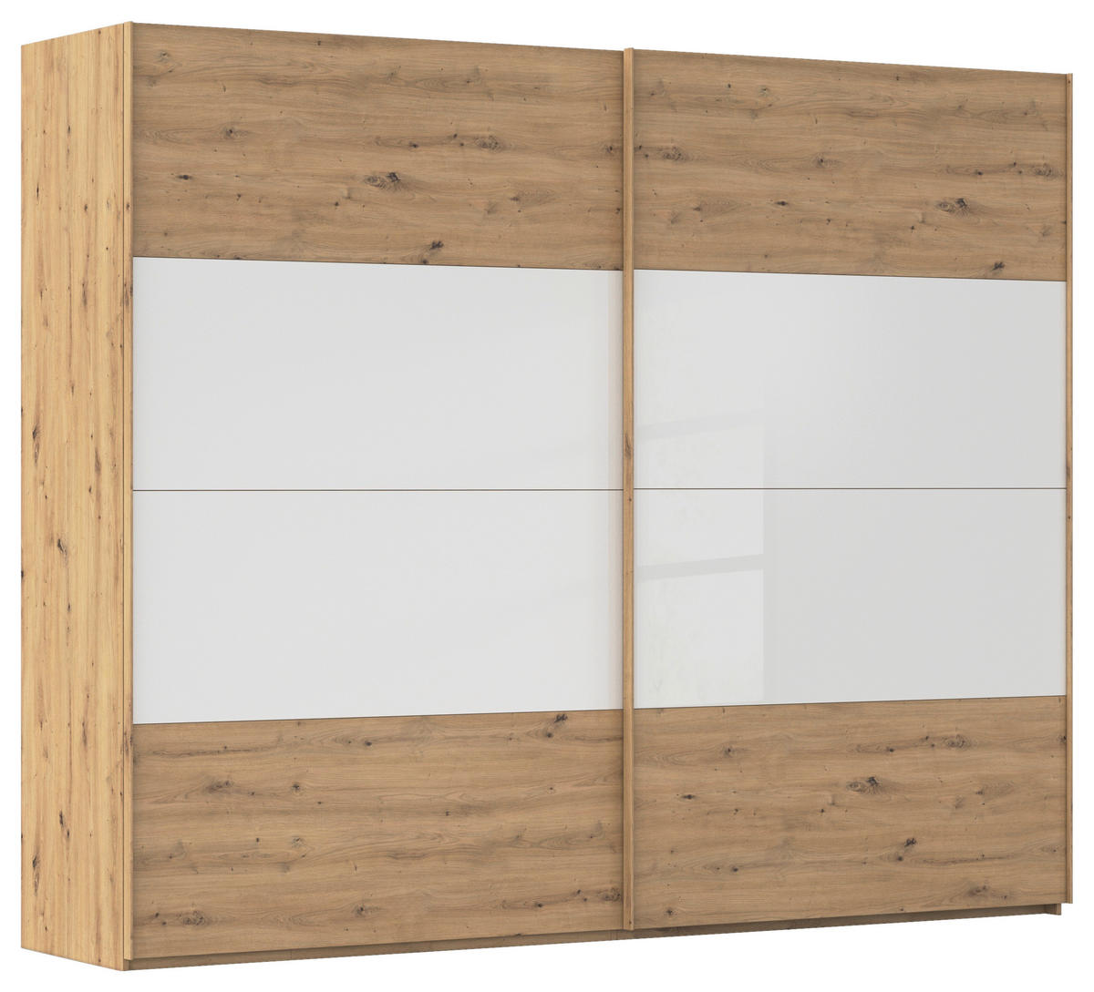 SCHWEBETÜRENSCHRANK 271/223/68 cm 2-türig Weiß, Eiche Artisan  - Eichefarben/Weiß, Design, Glas/Holzwerkstoff (271/223/68cm) - Xora