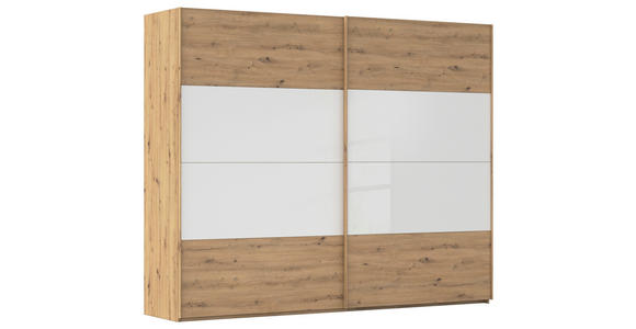 SCHWEBETÜRENSCHRANK 271/223/68 cm 2-türig Weiß, Eiche Artisan  - Eichefarben/Weiß, Design, Glas/Holzwerkstoff (271/223/68cm) - Xora