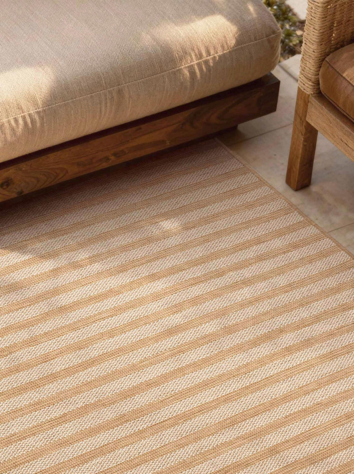 FLACHWEBETEPPICH 200/300 cm Haringey Weiß, Sandfarben rechteckig  - Sandfarben/Weiß, Design, Kunststoff (200/300cm)