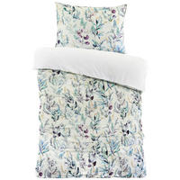 WENDEBETTWÄSCHE Satin 135/200 cm  - Ecru/Salbeigrün, Design, Textil (135/200cm)