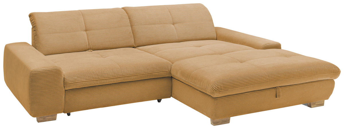 ECKSOFA Honig Cord  - Eichefarben/Honig, Design, Holz/Textil (276/198cm) - SetOne by Musterring