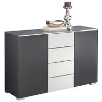 KOMMODE 120/77/40 cm  in Hellgrau, Dunkelgrau  - Chromfarben/Dunkelgrau, Design, Glas/Holzwerkstoff (120/77/40cm) - Joop!