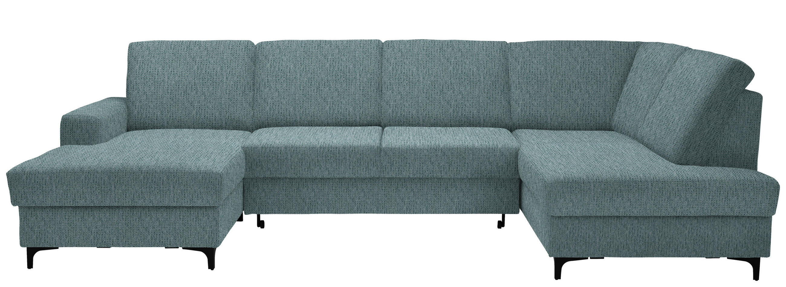 SOFFA i vävt tyg ljusblå  - ljusblå/svart, Klassisk, metall/textil (167/317/185cm) - Livetastic