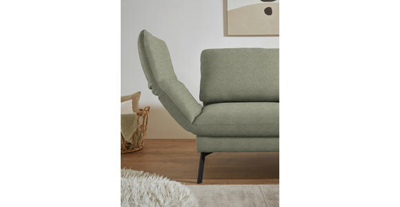 ECKSOFA  in Flachgewebe Salbeigrün Armteilverstellung, Relaxfunktion, Drehsitzfunktion  255-365/175-224 cm  - Salbeigrün/Schwarz, Design, Textil/Metall (255-365/175-224cm) - Dieter Knoll