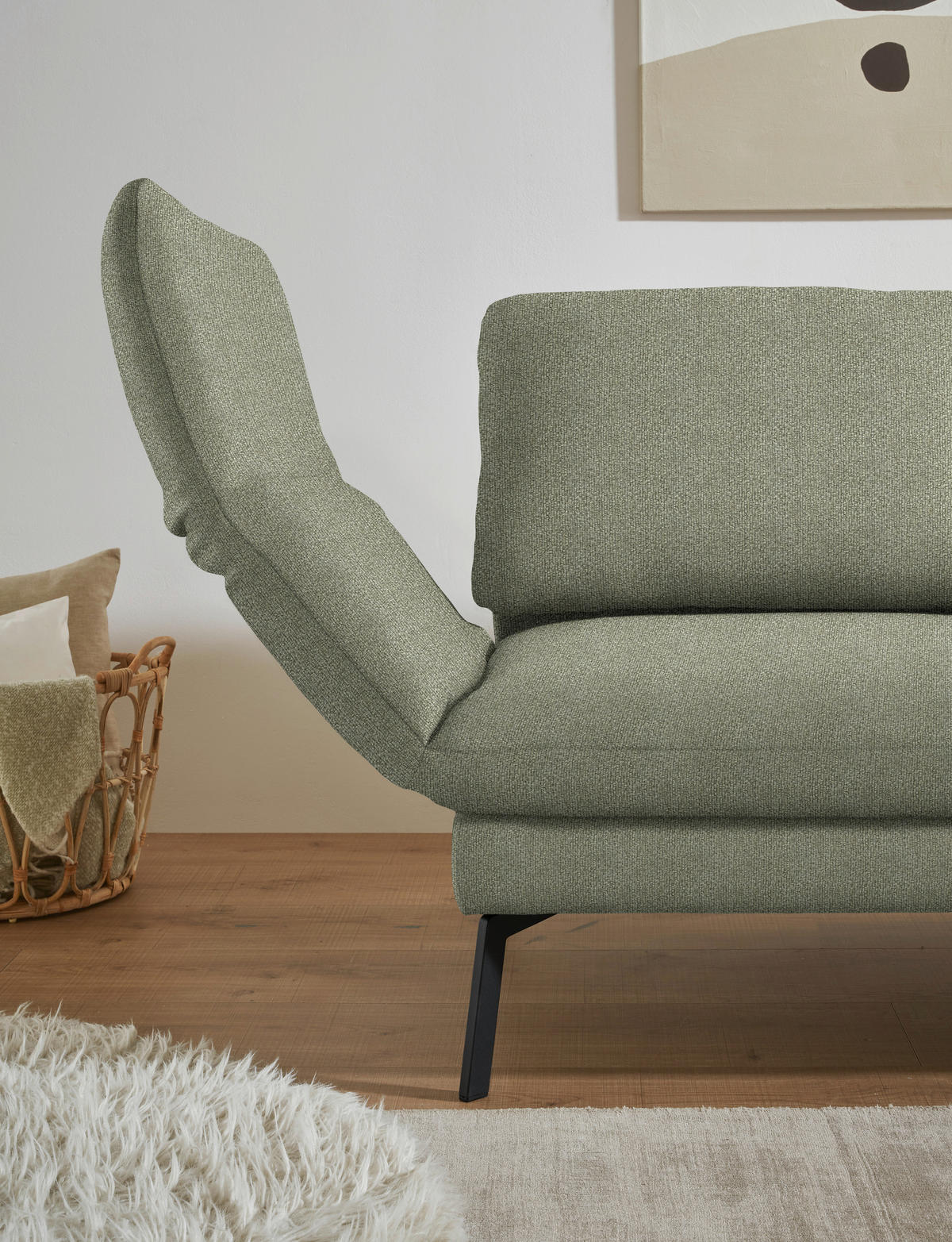 ECKSOFA  in Flachgewebe Salbeigrün  255-365/175-224 cm  - Salbeigrün/Schwarz, Design, Textil/Metall (255-365/175-224cm) - Dieter Knoll