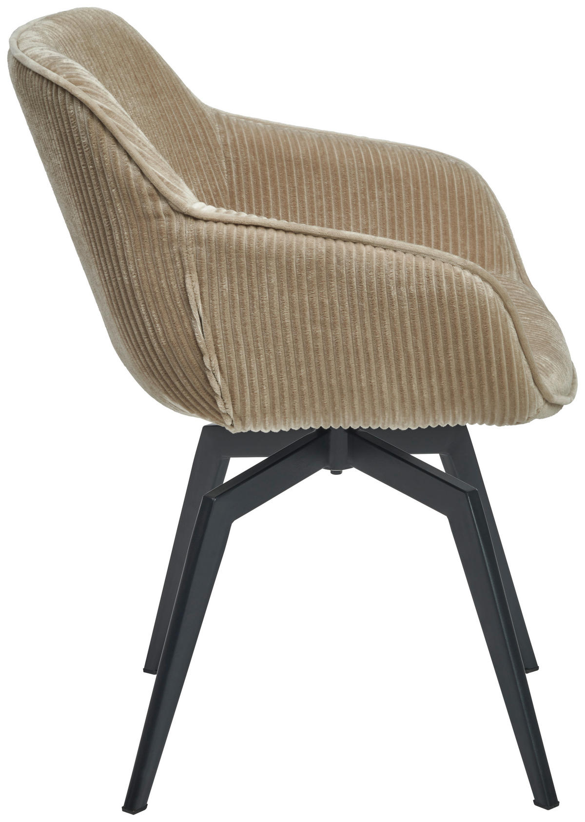 ARMLEHNSTUHL  Sitzfläche 360° drehbar, inklusive Armlehnen Cord  - Hellbraun/Schwarz, Modern, Textil/Metall (60/84/64cm) - Livetastic