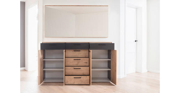 GARDEROBE 2-teilig in 180/195/38 cm - Eichefarben/Anthrazit, KONVENTIONELL, Holzwerkstoff (180/195/38cm) - Moderano