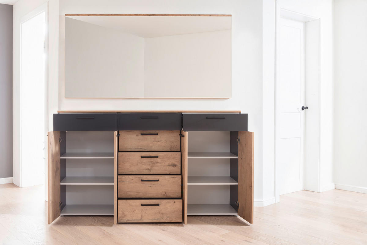 GARDEROBE 2-teilig  in 180/195/38 cm  - Eichefarben/Anthrazit, KONVENTIONELL, Holzwerkstoff (180/195/38cm) - Moderano