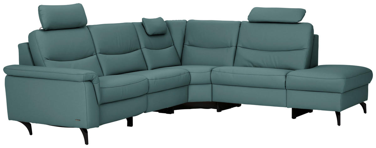 ECKSOFA Echtleder Opal  - Anthrazit/Opal, Design, Leder/Metall (280/249cm) - Himolla Komfortklass