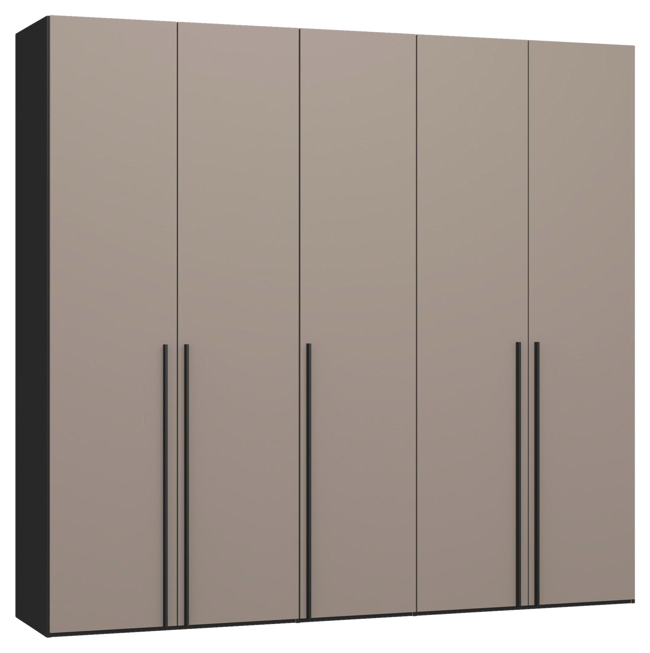 DREHTÜRENSCHRANK 253/236/59 cm,  in Schwarz, Hellbraun, 5-türig  - Hellbraun/Schwarz, Design, Glas/Holzwerkstoff (253/236/59cm) - Jutzler