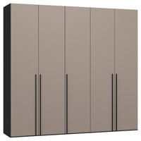 DREHTÜRENSCHRANK 253/236/59 cm,  in Schwarz, Hellbraun, 5-türig  - Hellbraun/Schwarz, Design, Glas/Holzwerkstoff (253/236/59cm) - Jutzler