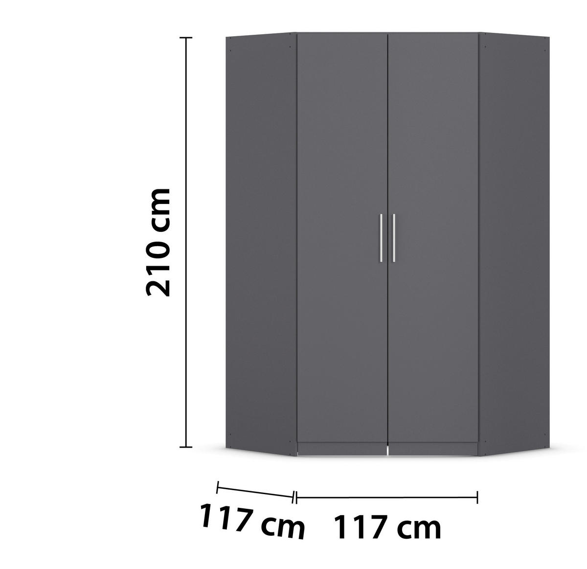 DREHTÜRENSCHRANK 117/210/54 cm,  in Grau, 2-türig  - Alufarben/Grau, KONVENTIONELL, Holzwerkstoff/Kunststoff (117/210/54cm) - home24