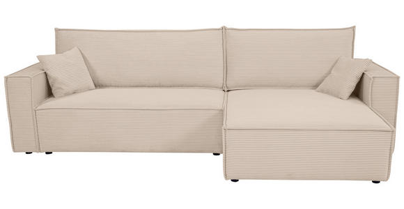 ECKSOFA inkl. Funktionen Beige Cord  - Beige/Schwarz, Design, Textil (267/141cm) - Xora