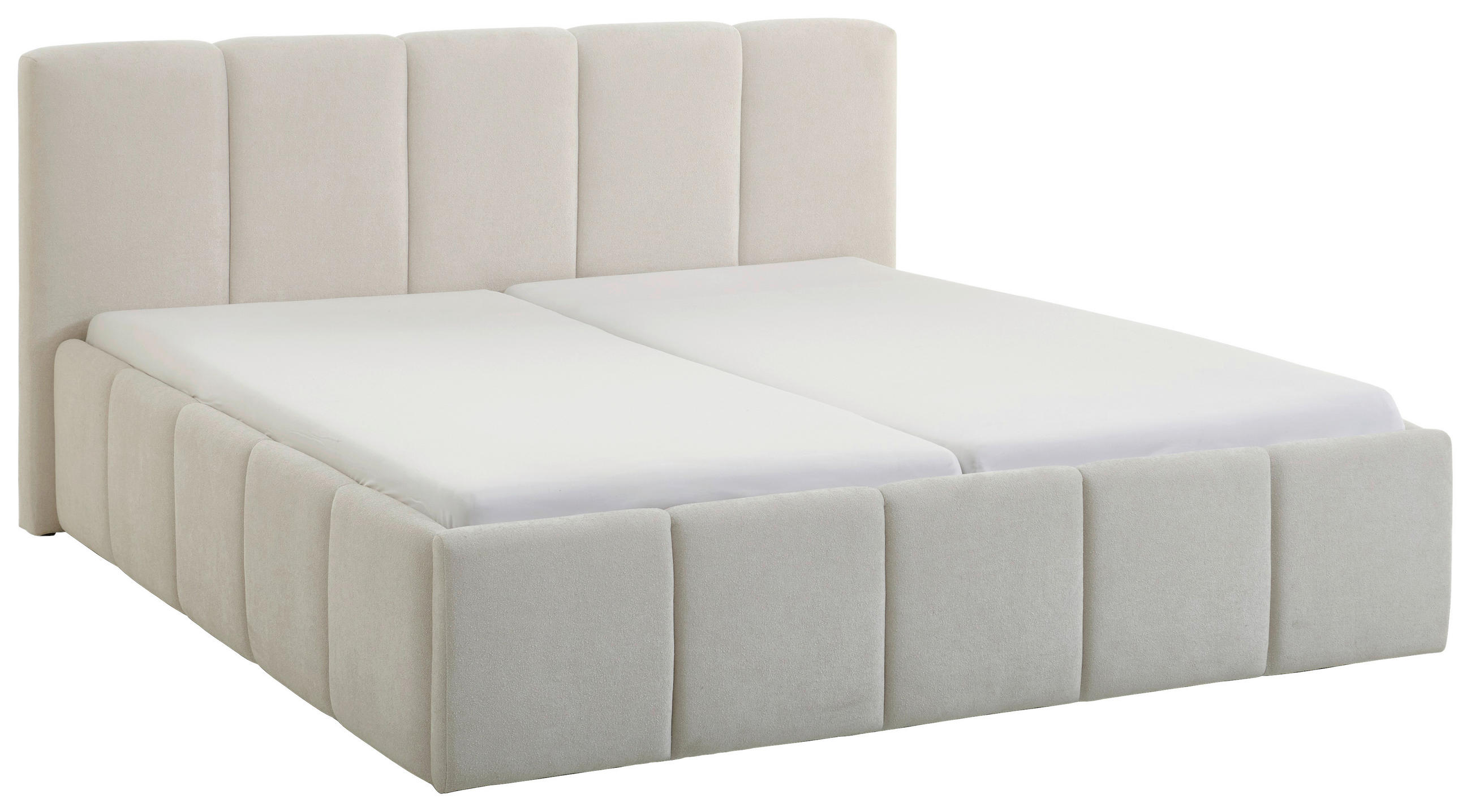 POLSTERBETT 180/200 cm,  in Beige,  - Beige/Schwarz, Design, Holz/Textil (180/200cm) - Xora