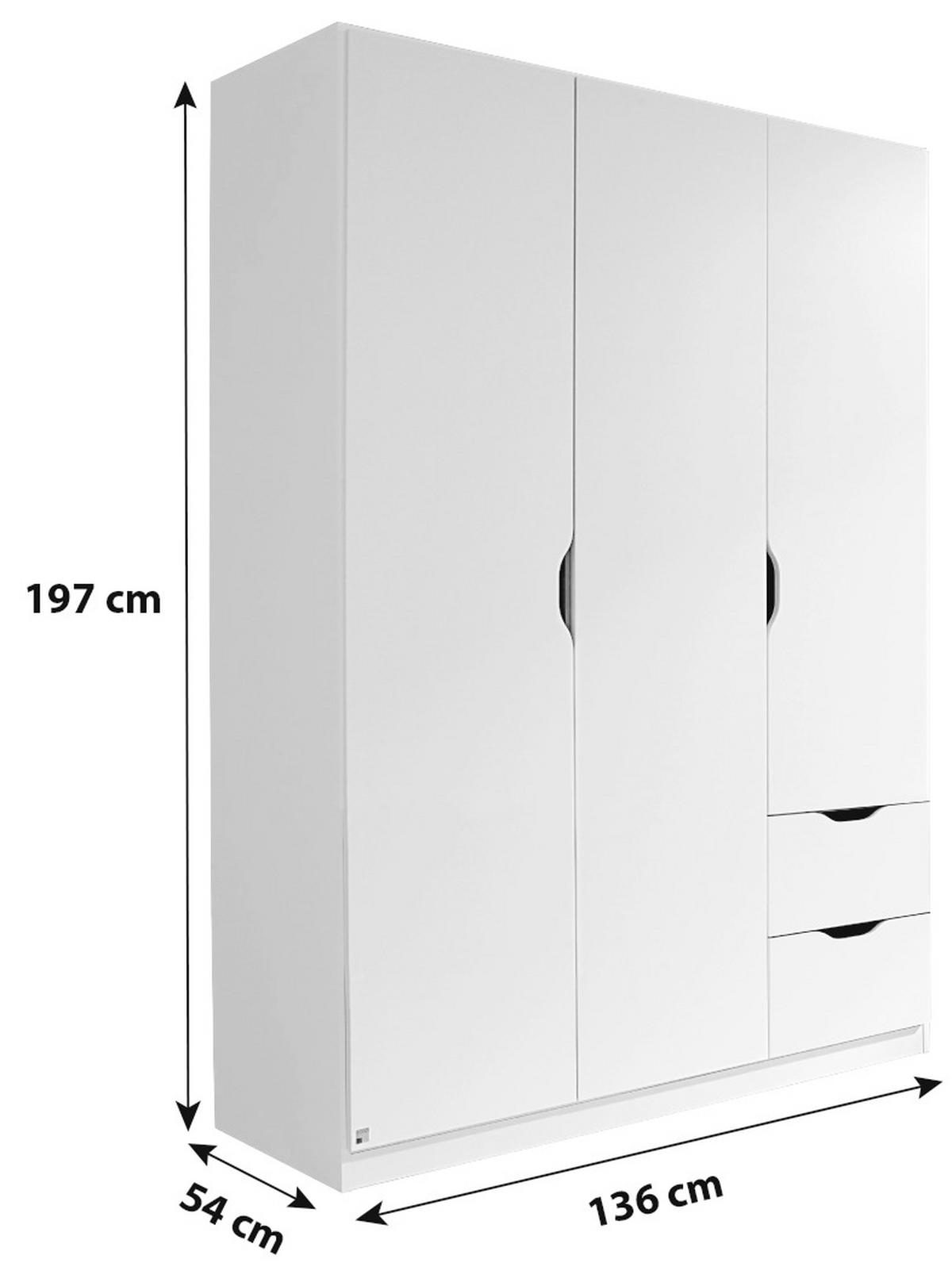 DREHTÜRENSCHRANK 136/197/54 cm 3-türig Weiß, Sonoma Eiche  - Weiß/Sonoma Eiche, MODERN, Holzwerkstoff (136/197/54cm) - Rauch Möbel