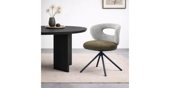 STUHL  Stoffauswahl, Sitzfläche 360° drehbar Webstoff  - Schwarz/Grün, Design, Textil/Metall (58/80/60cm) - Novel