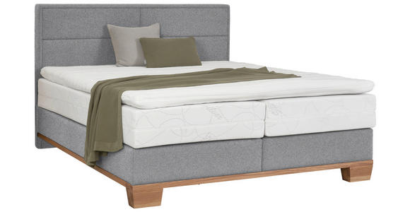 BOXSPRINGBETT 160/200 cm in Eichefarben, Hellgrau - Eichefarben/Hellgrau, Natur, Holz/Textil (160/200cm) - Valnatura